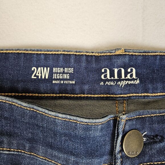 A.N.A Plus Size High Rise Distressed Raw Hem Skinny Jeans 24W Jeggings Stretch - Picture 15 of 16